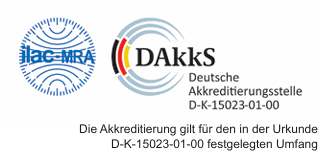 Znak akredytacji DAkkS i ilac-MRA D-K-15023-01-00