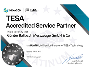 Certyfikat TESA Accredited Service Partner dla Ballbach Messzeuge