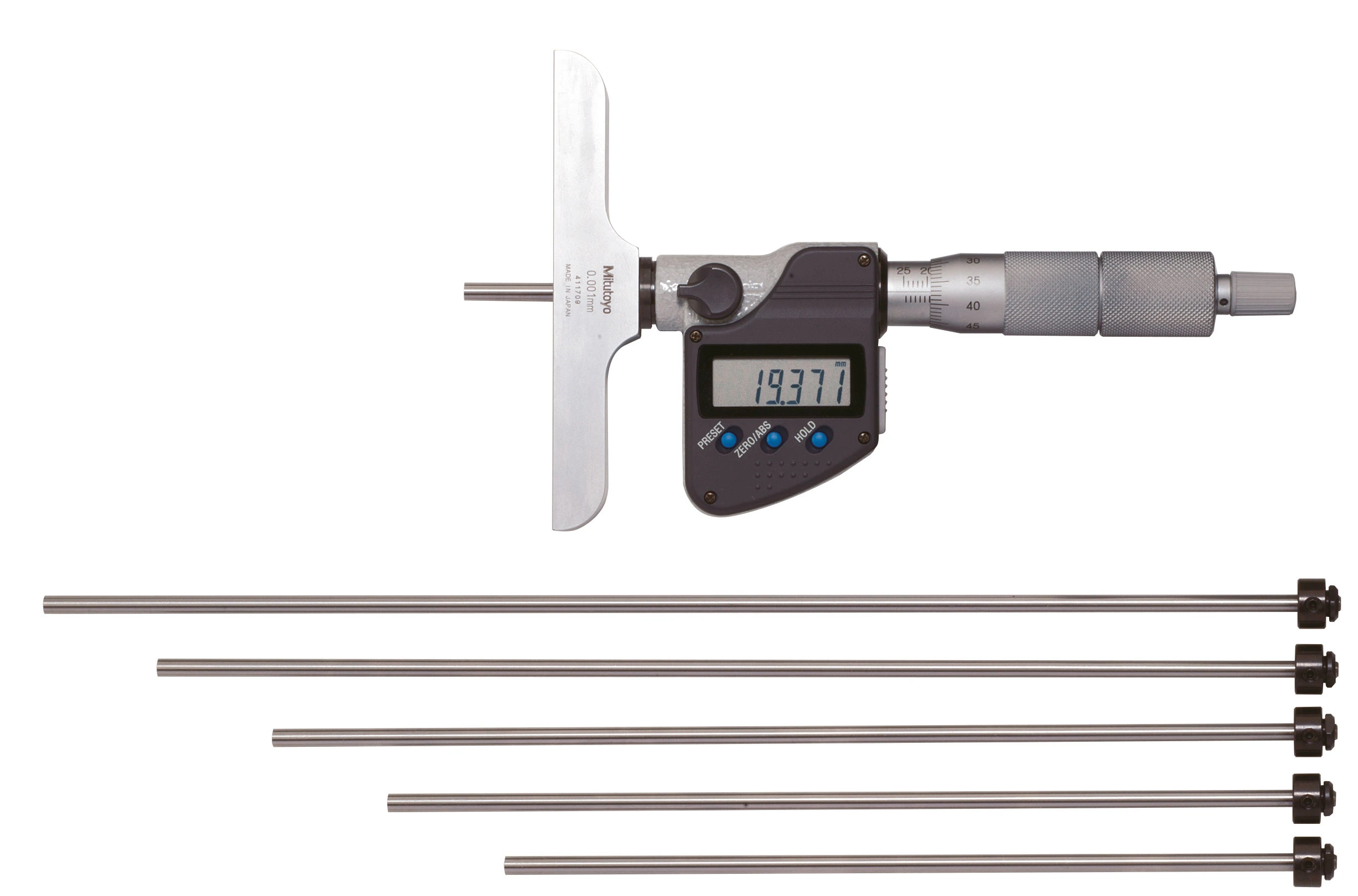 Digimatic depth micrometers with interchangeable rods