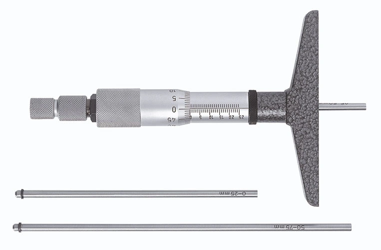 Depth micrometers with interchangeable rods
